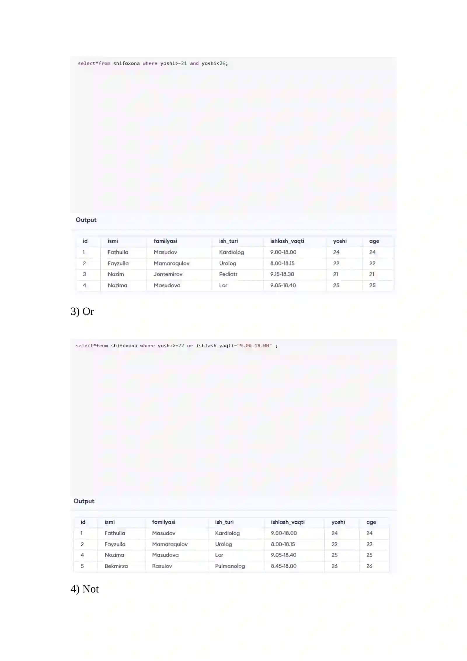 SQL so‘rovlari bilan ishlash 4