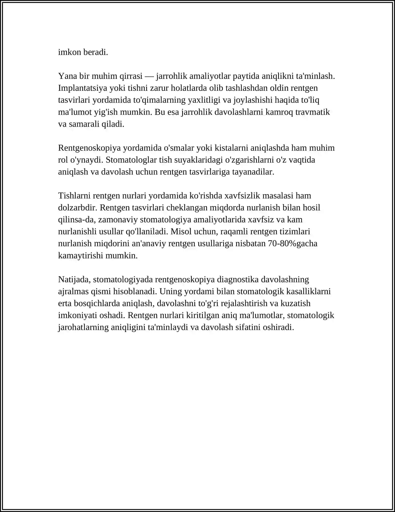 RENTGENOSKOPIYANING STOMATOLOYADAGI ORNI 4