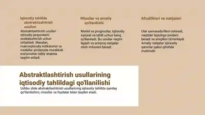 Abstraktlashtirish usullari va ularning iqtisodiy tahlildagi roli 4