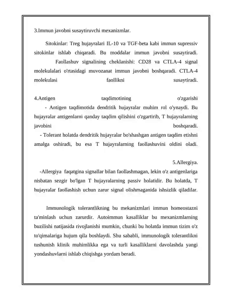 IMMUNOLOGIK TOLERANTLIK NUQSONLARI.AUTOIMMUN XASTALIKLAR 4