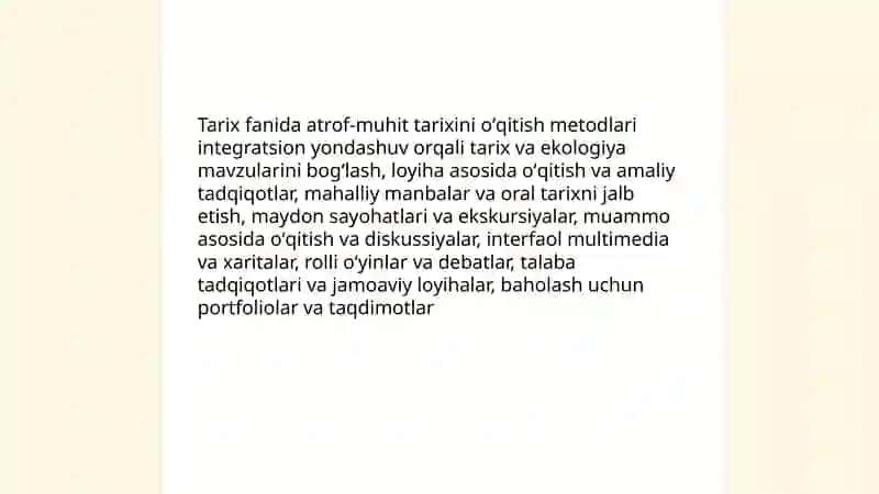 Tarix oʻqitishda ekologik taʼlim - tarbiyaning asosiy yoʻnalishlari 4