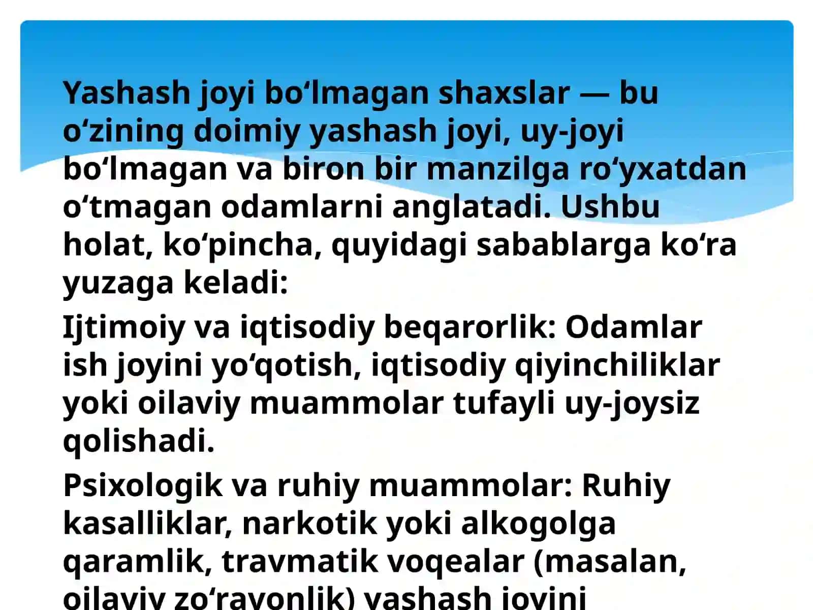 YASHASH JOYI BOLMAGAN SHAXSLAR BILAN IJTIMOIY ISH 4