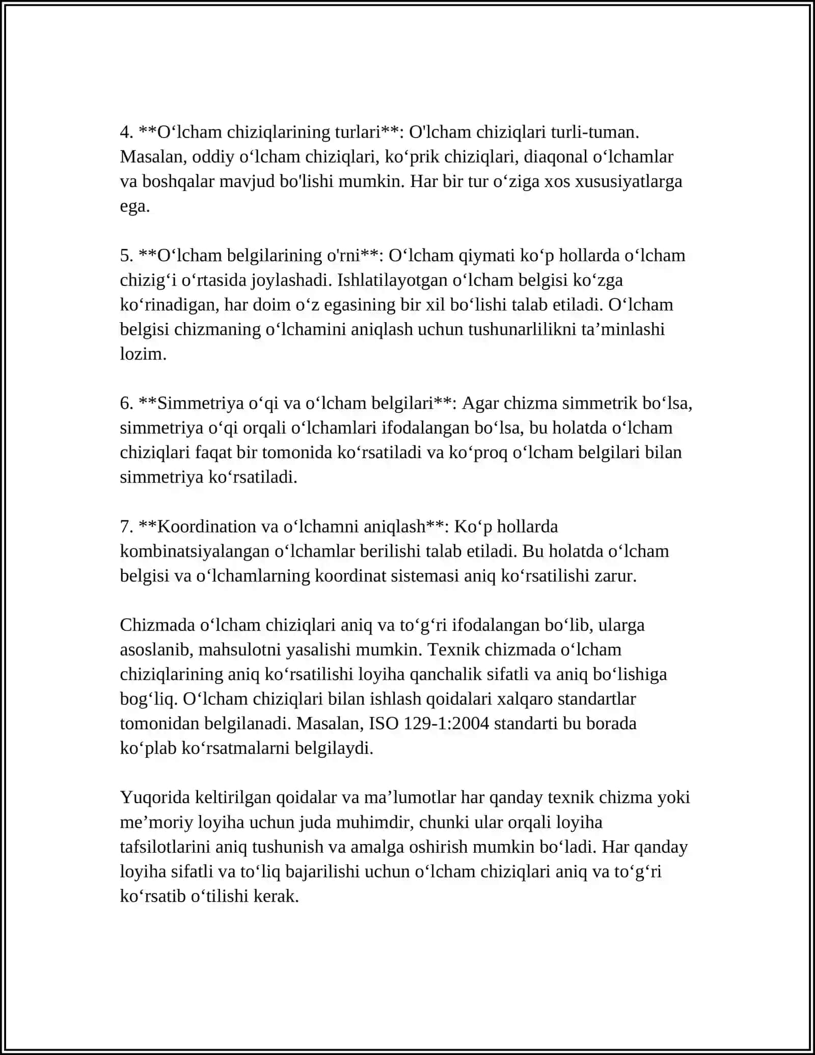 CHIZMALARDA OʻLCHAMLAR QOʻYISH 4