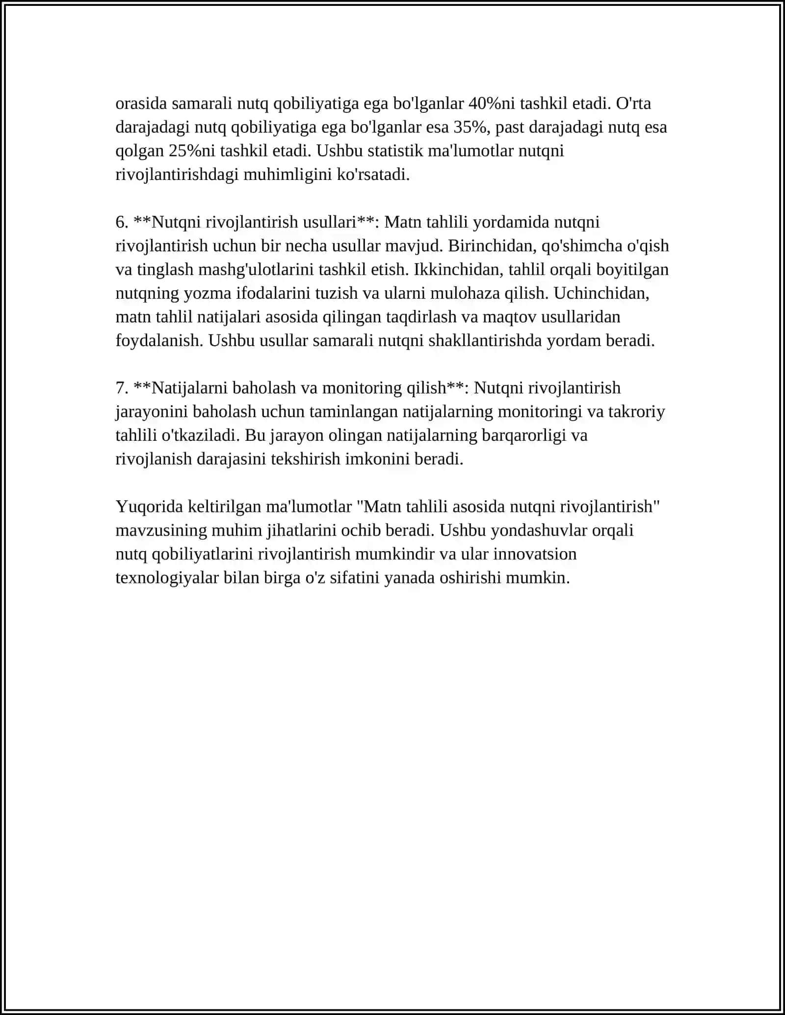 BOSHLANG'ICH TA'LIMDA MATN USTIDA ISHLASH ORQALI ÖQUVCHILAR NUTQINI ÖSTIRISH USULLARI 4
