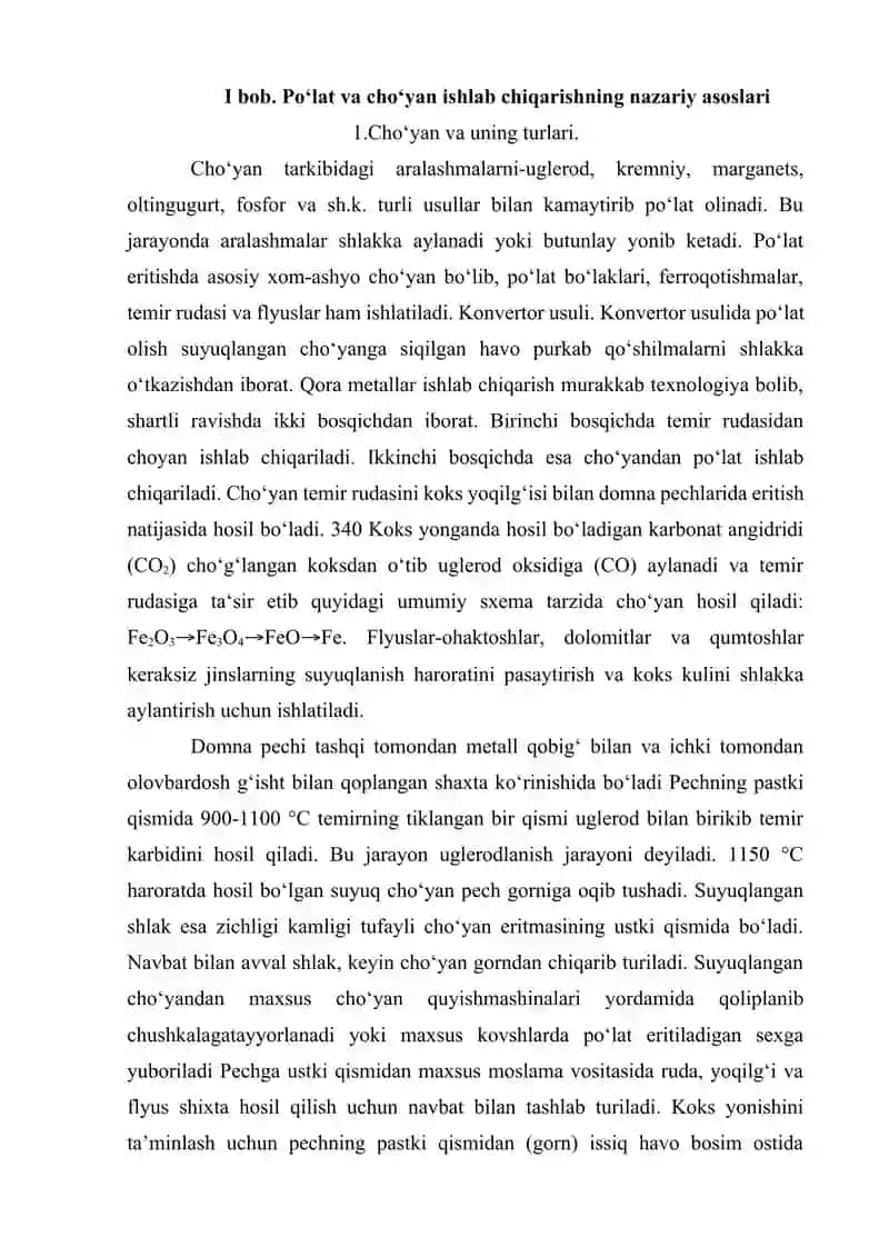 Po'lat va cho'yan ishlab chiqarish 4