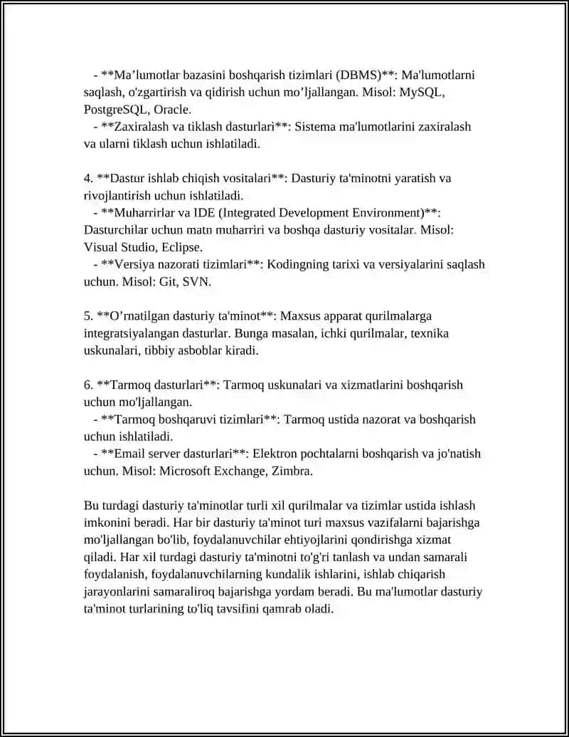 Dasturiy ta'minotning turlari 4
