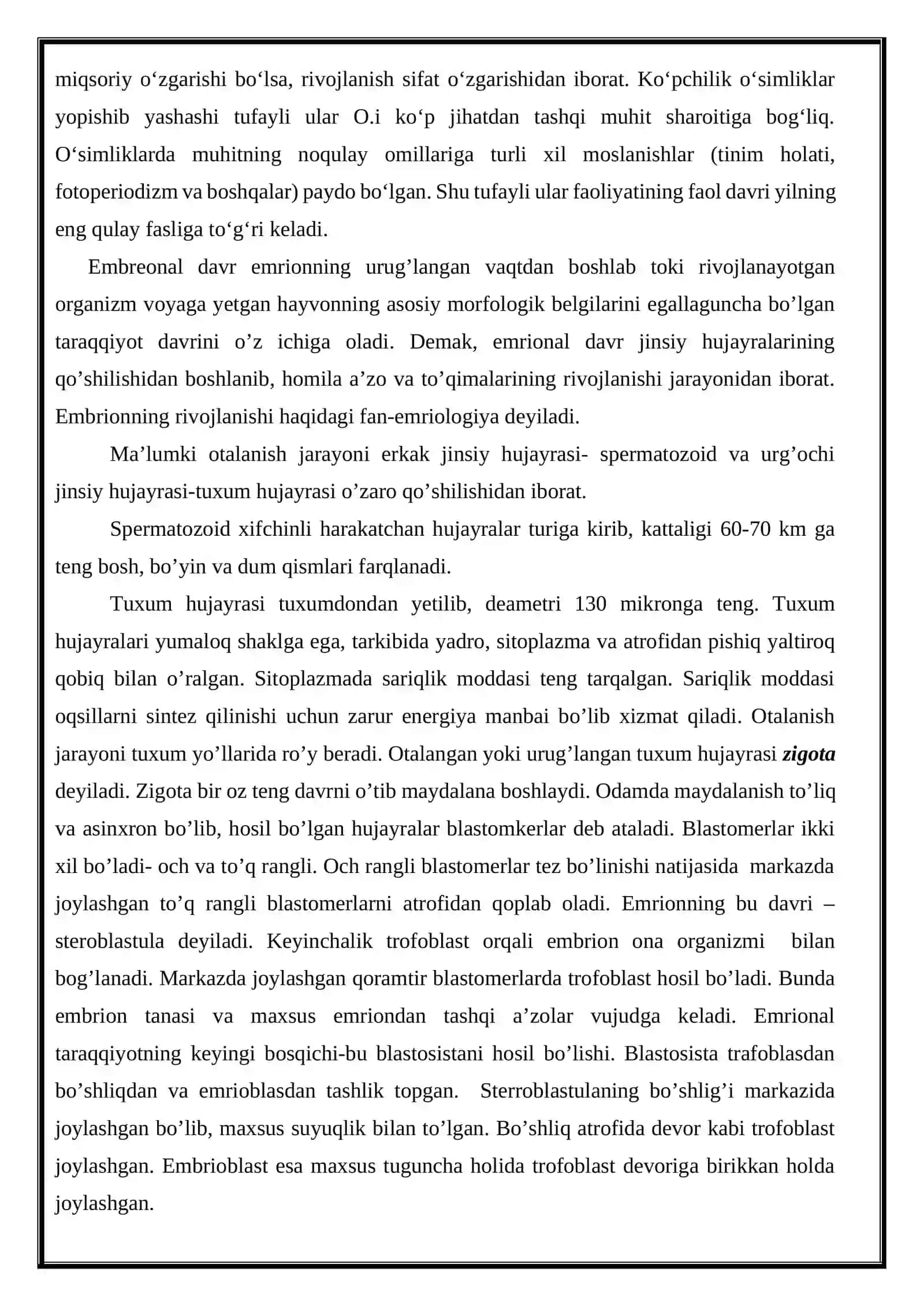 Ontogenez nazariyasi va salomatlik. Odam organizmining individual taraqqiyot qonuniyatlari 4