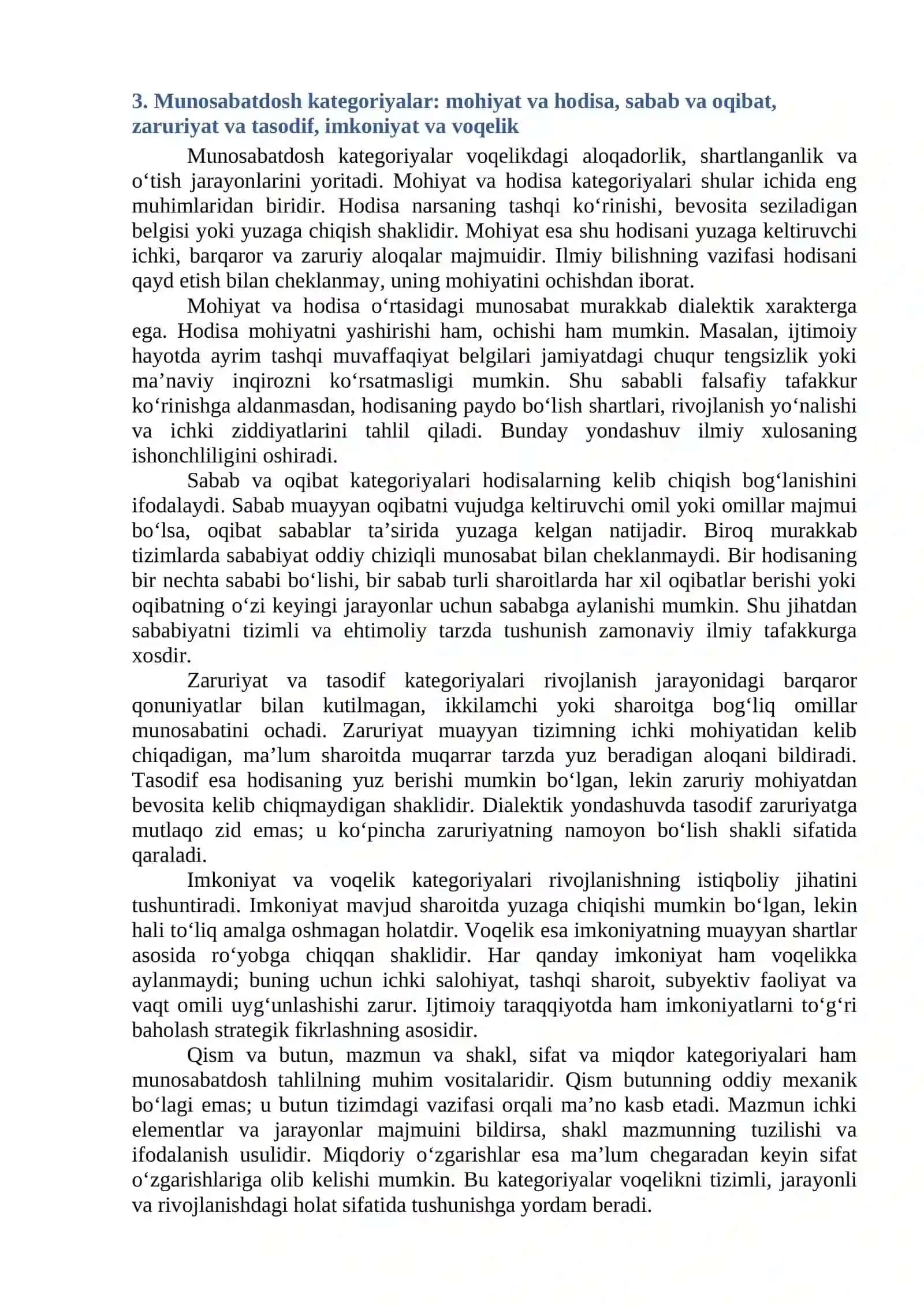 Ontologik va Munosabatdosh Kategoriyalarning Uyg‘unligi 4