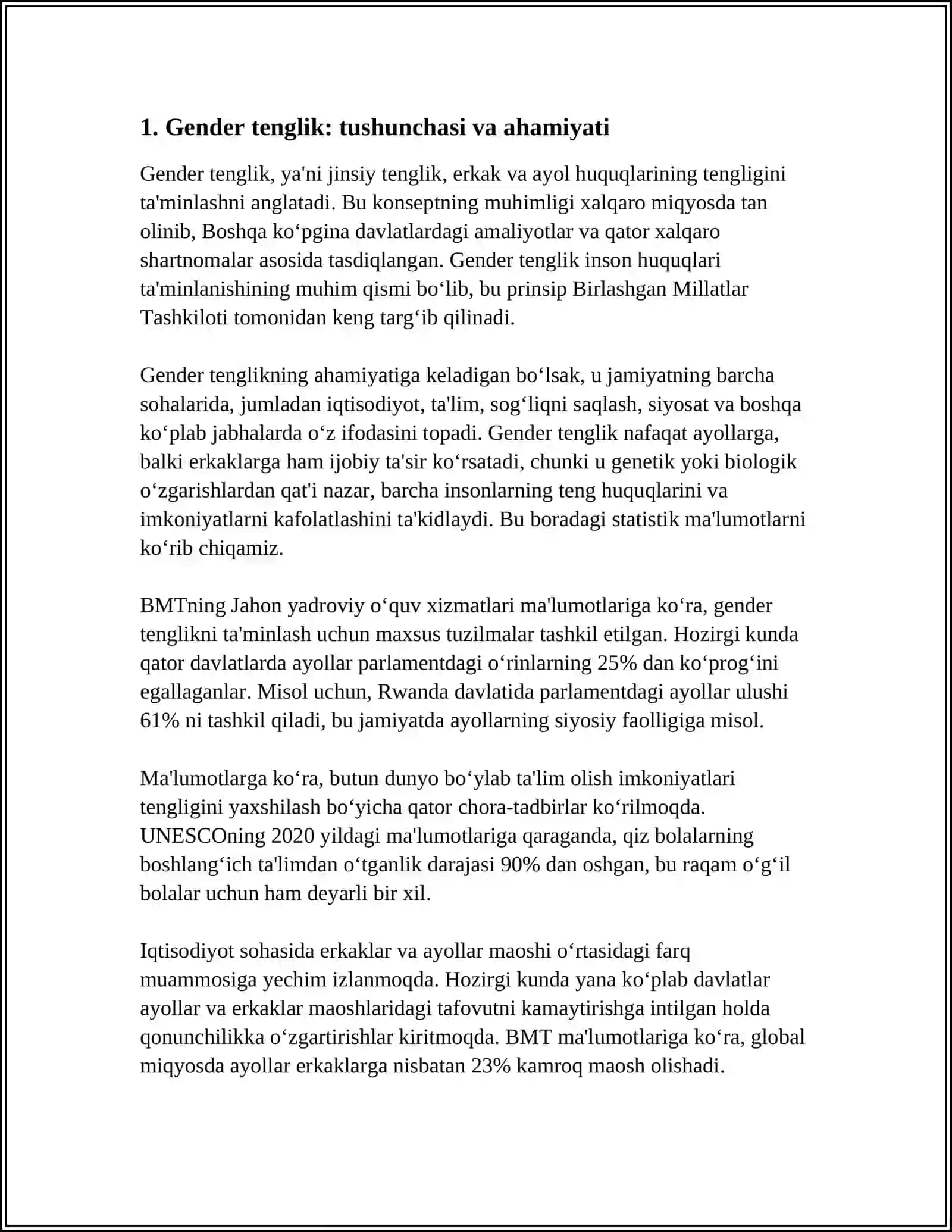 YANGI OʻZBEKISTONDA GENDER TENGLIGI 4