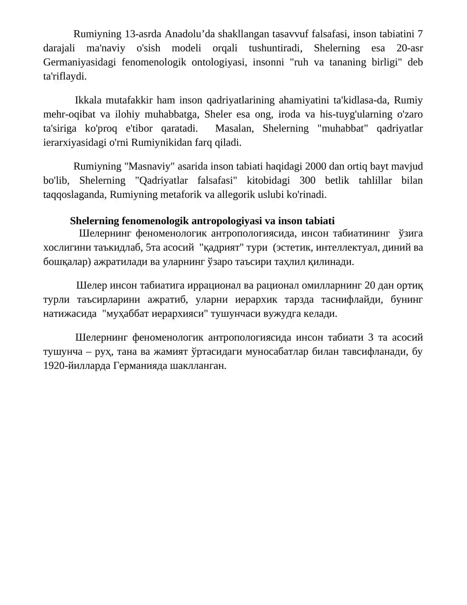 Insonning ma'naviy taraqqiyoti: Rumiy va Shelerning fikrlari 4