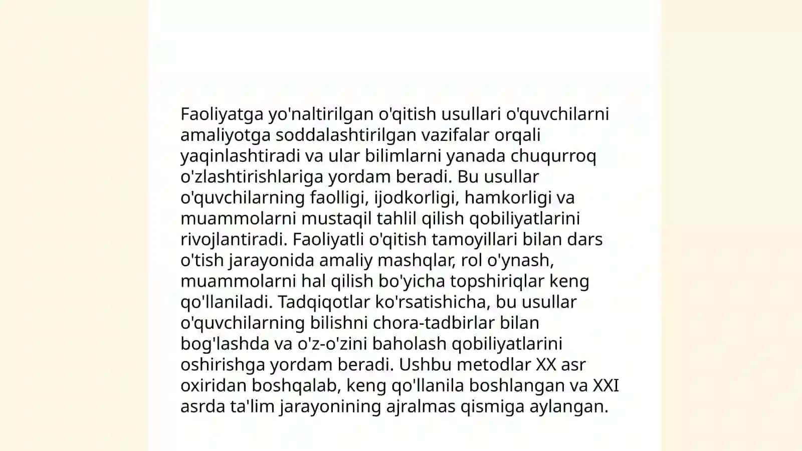 Maktabgacha ta'lim turkum fanlarni o'qitish tamoyillari 4