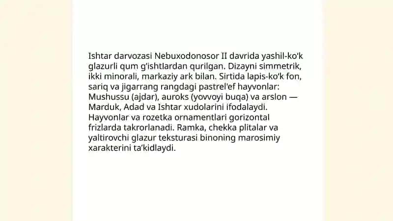 Yangi Bobil podsholigi me'moriy uslubi 4