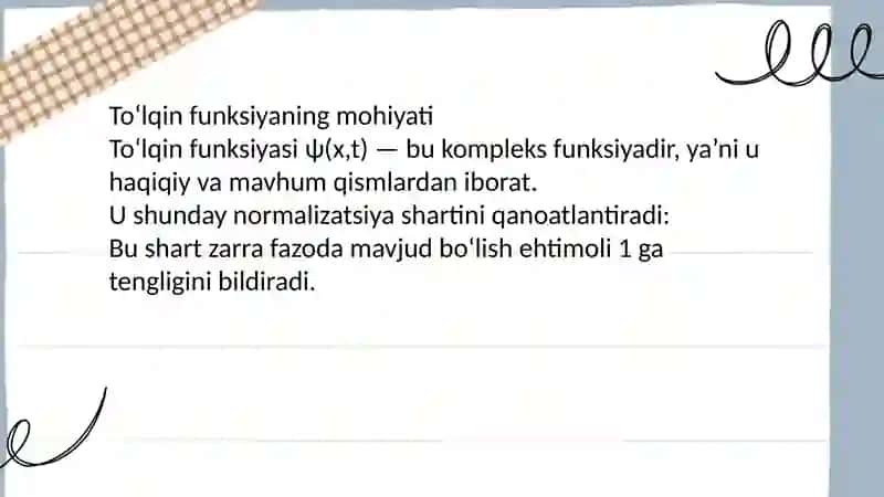 To'lqin funksiyaning statistik talqini va ehtimolyot 4