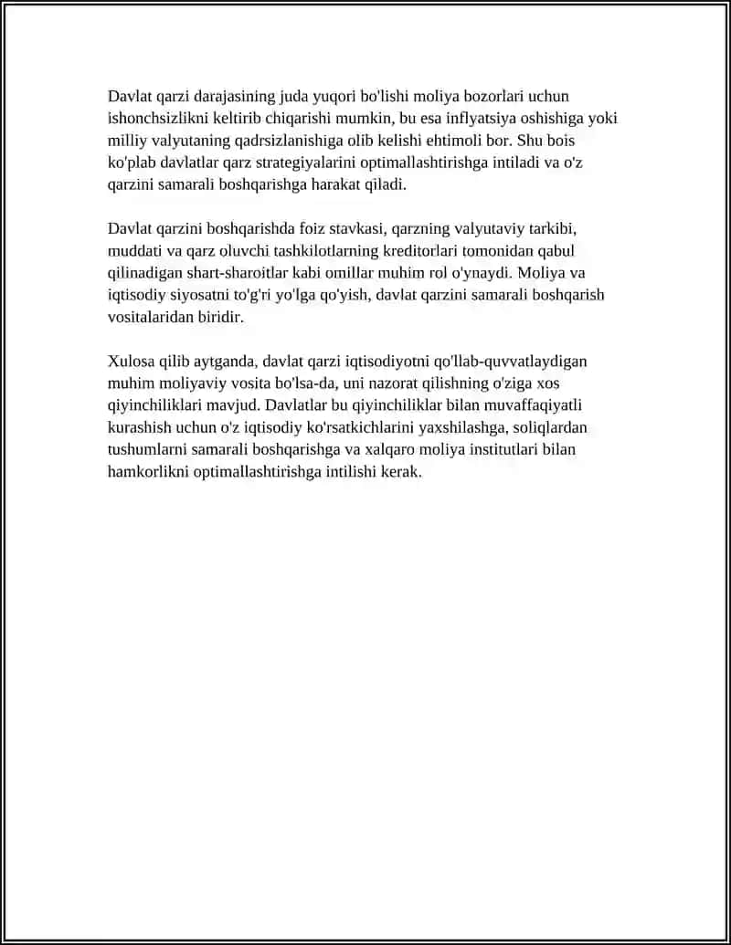 DAVLAT QARZI: TUSHUNCHASI, TURLARI VA BOSHQARISH USULLARI 4