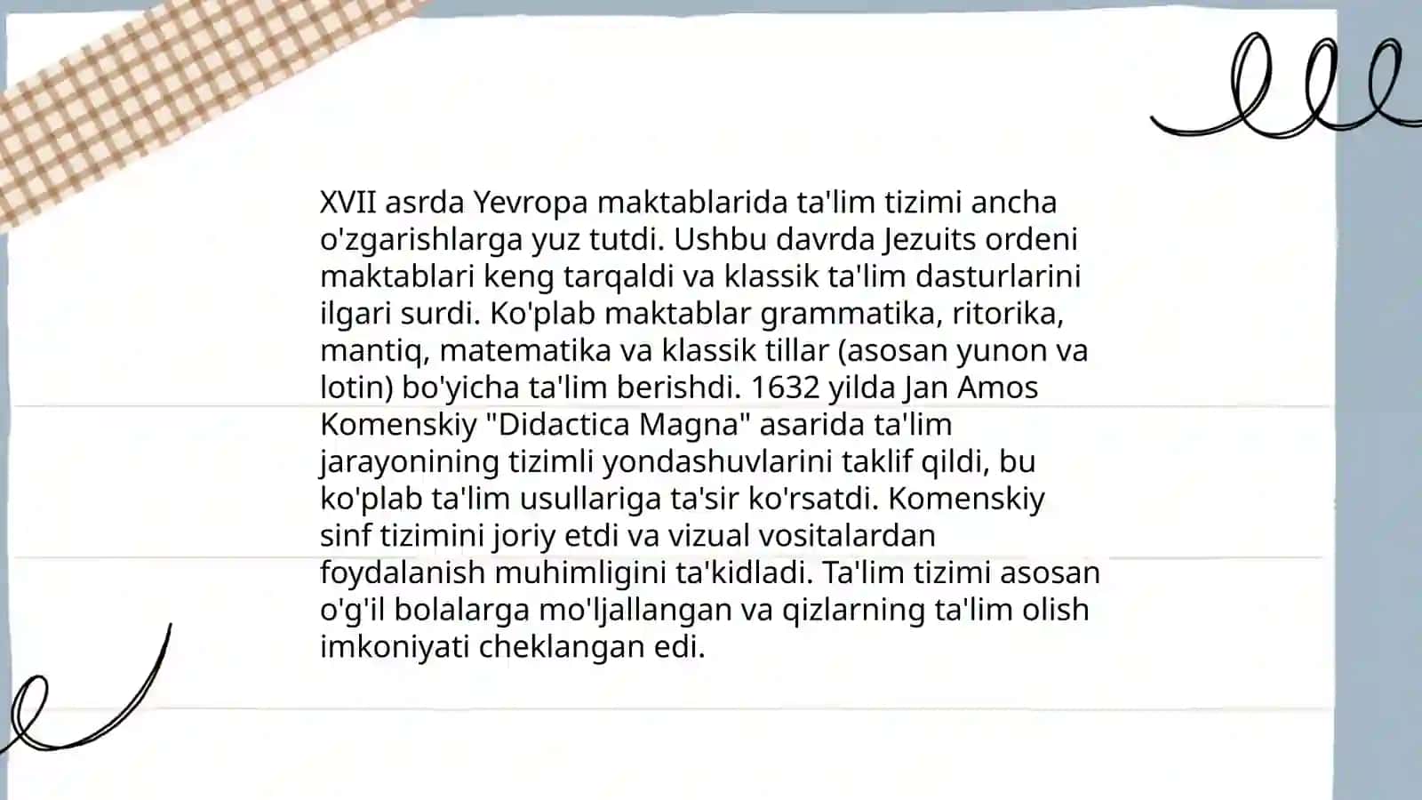 XVII asrdan XX asrning birinchi yarmigacha tarbiya, maktab va pedagogik fikrlar rivoji 4