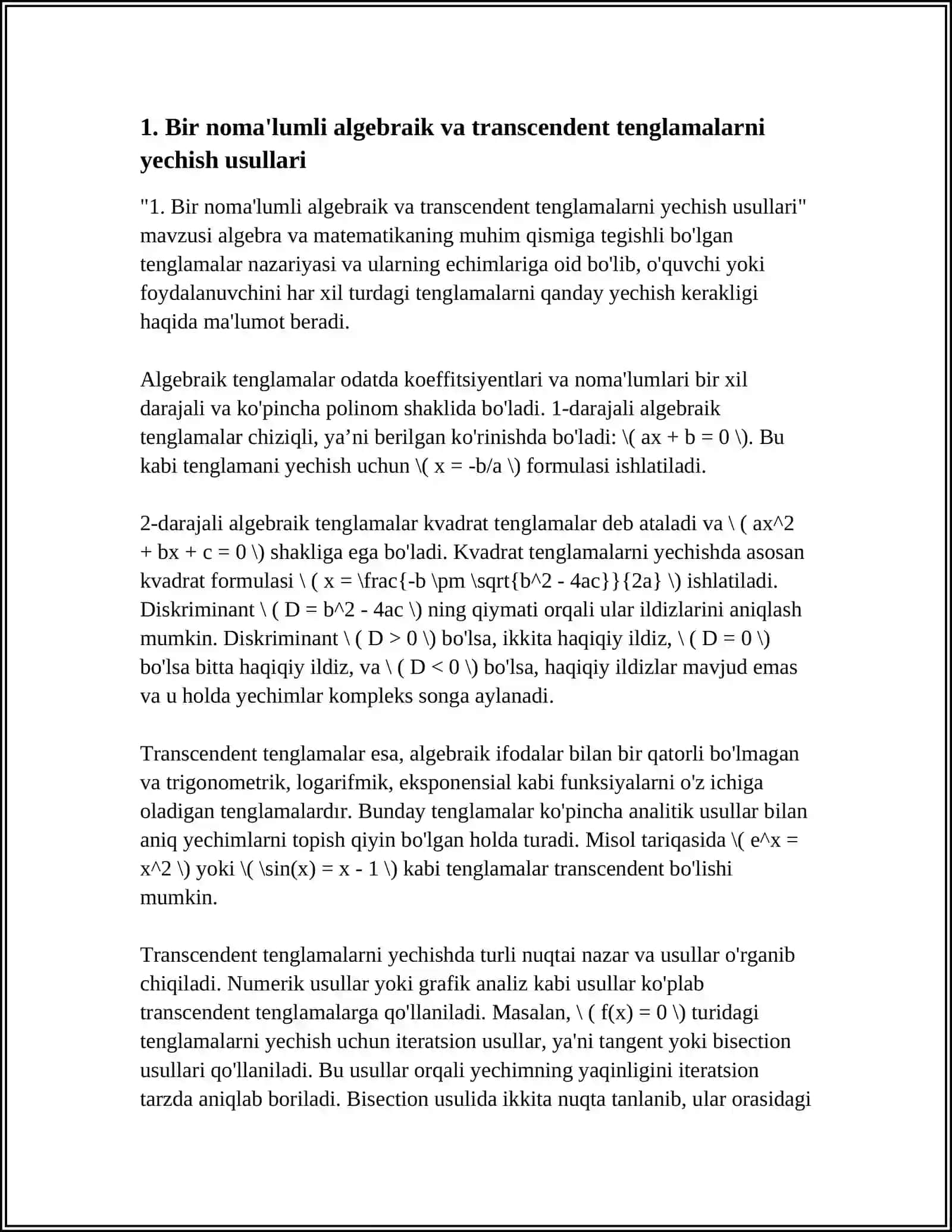 TENGLAMA VA TENGLAMALAR SISTEMASINI YECHISH 4
