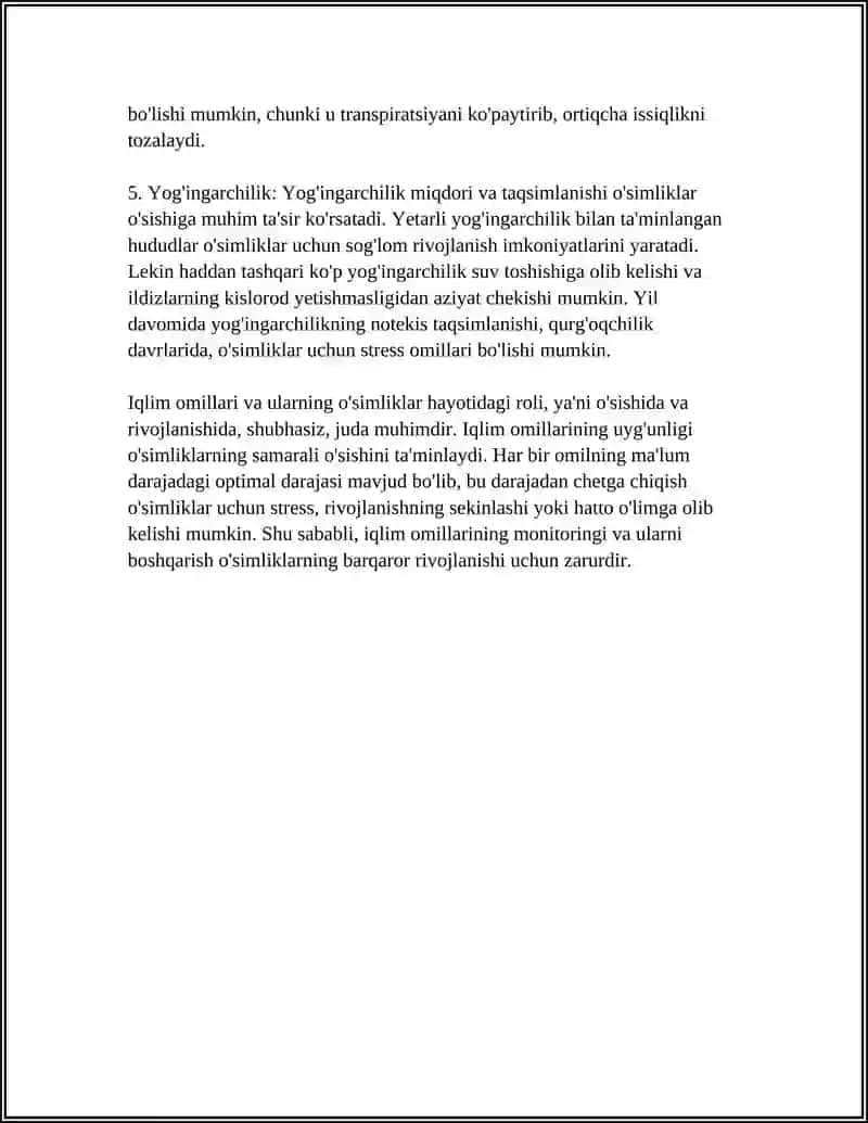 IQLIM OMILLARI VA ULARNING ÕSIMLIKLAR HAYOTIDAGI AHAMYATI 4