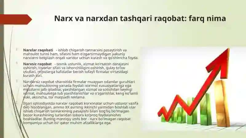 Raqobatning turli xil ko‘rinishlariida narxning shakllanishi 4