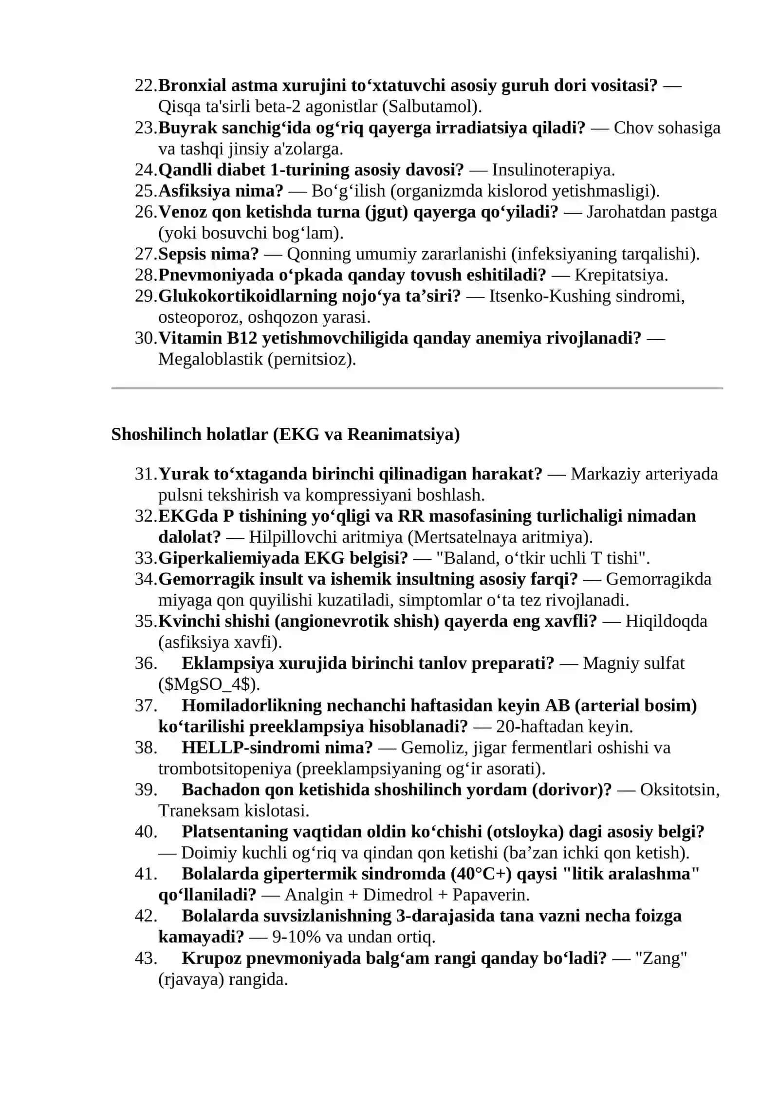 Shoshilinch Tibbiy Yordam: 500 Ekspert Test Attestatsiya va imtihonlar uchun maxsus 4