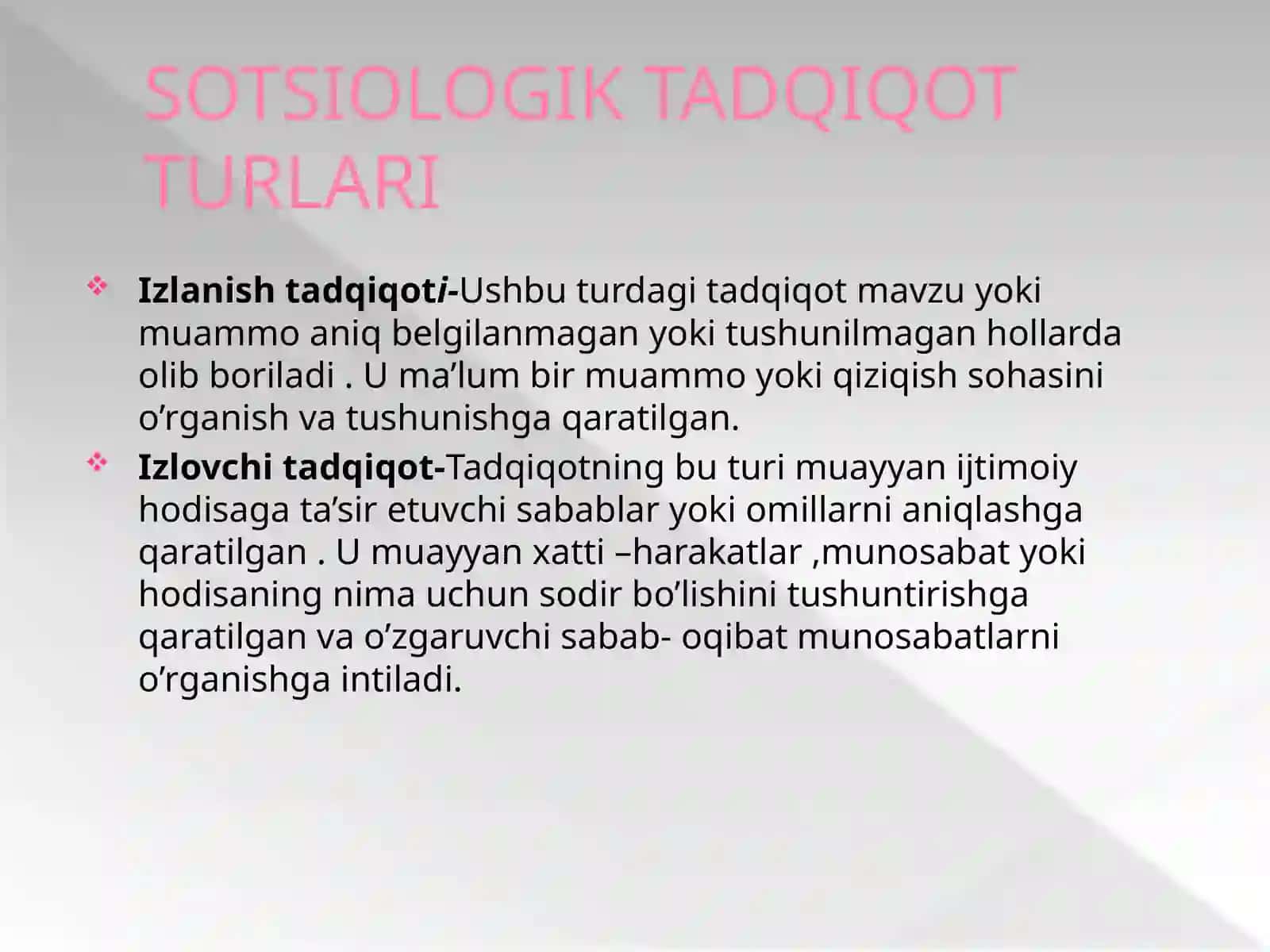 ANIQ SIYOSIY TADQIQOTLARNI O’TKAZISH USULLARI, TURLARI VA SOTSIOLOGIK MONITORING 4