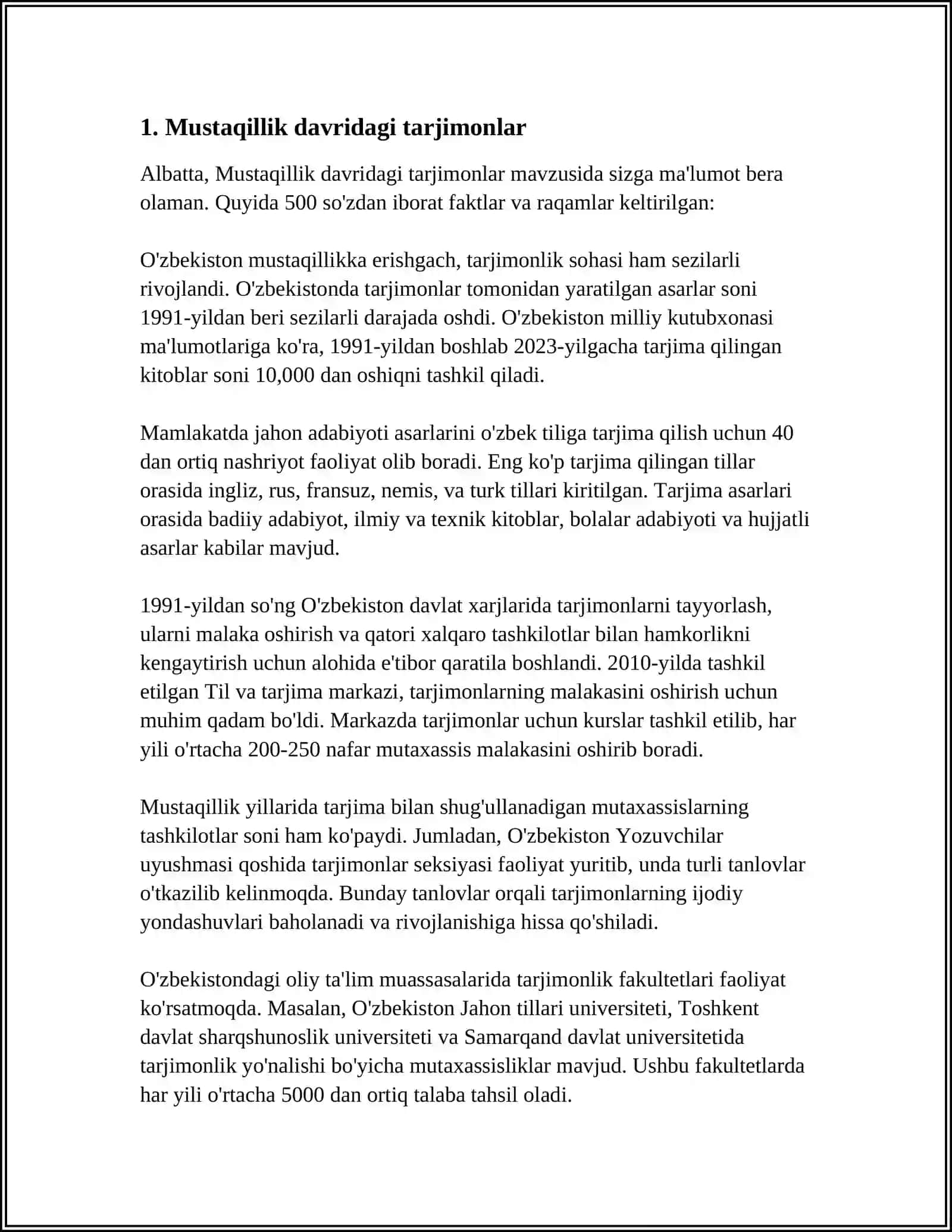 MUSTAQILLIK YILLARIDA QURʼONNING OʻZBEK TILIGA TARJIMA QILINISHI VA TAVSIRLARI 4