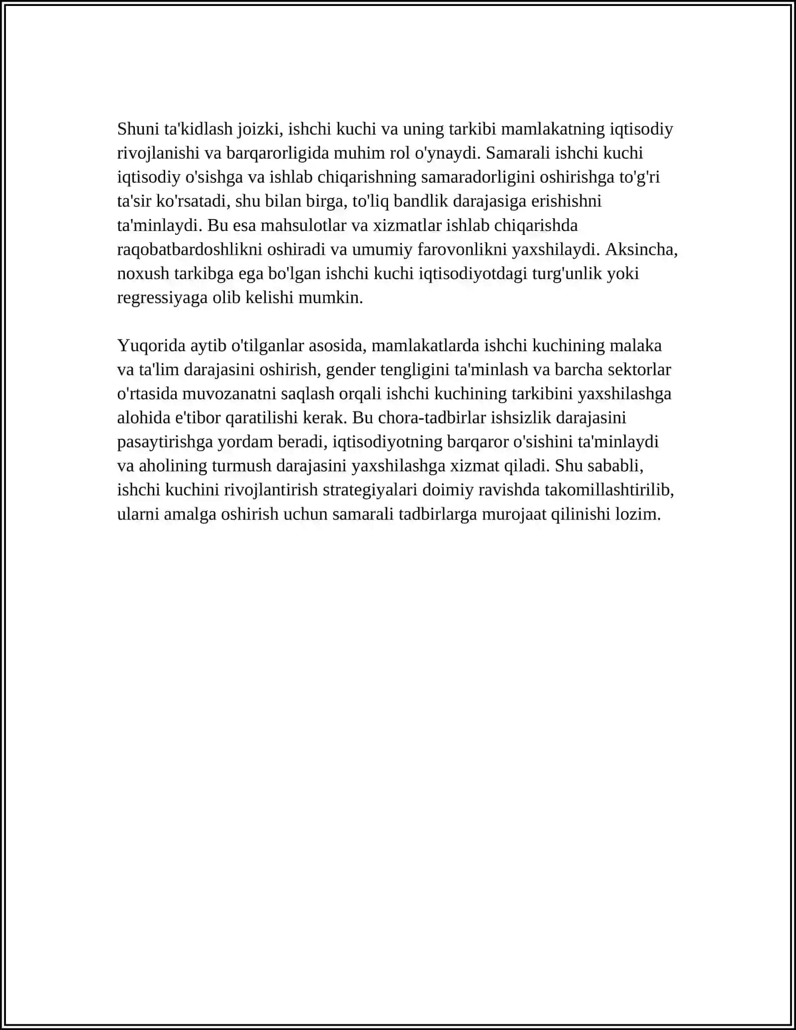 ISHCHI KUCHI,UNING BANDLIGI VA ISHSIZLIK 4