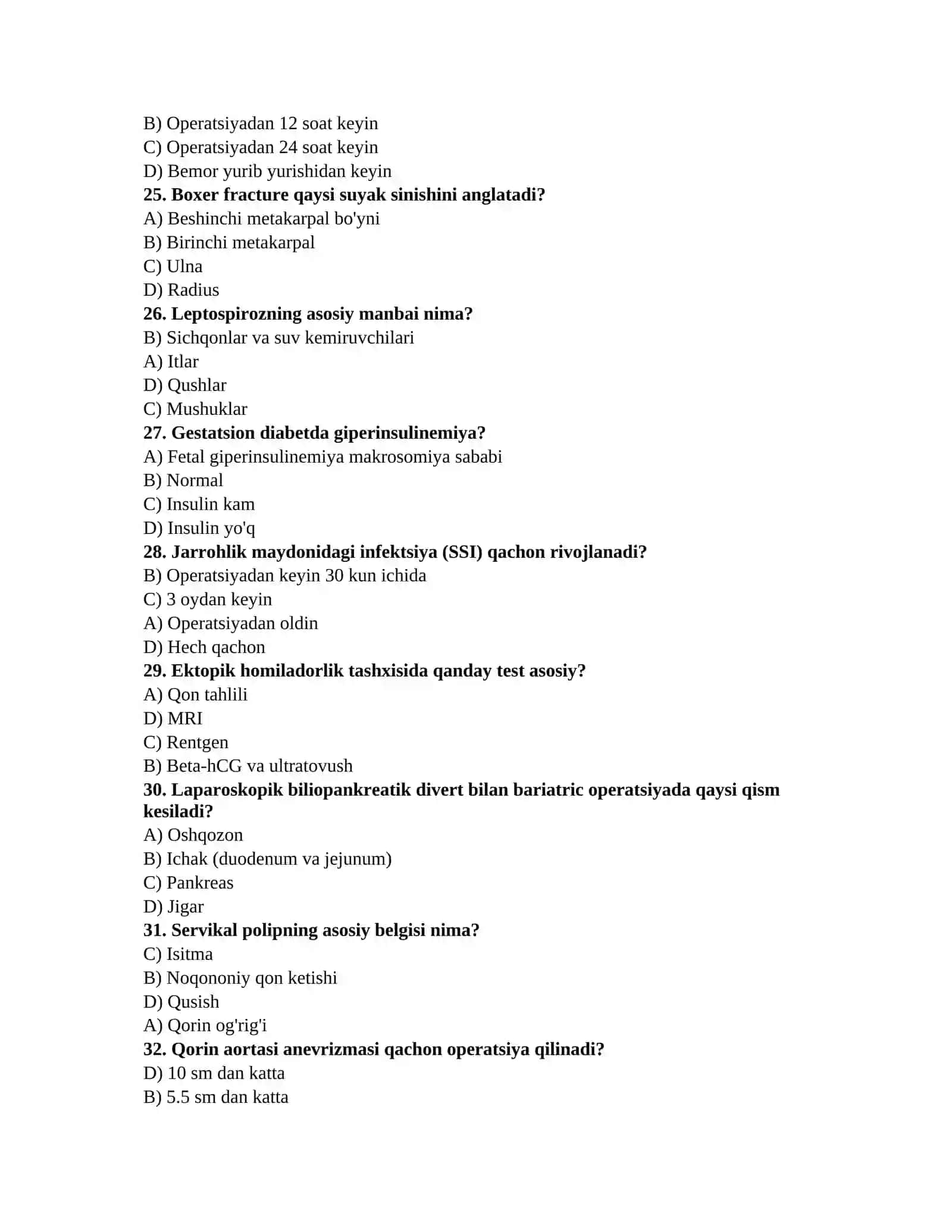 Tibbiyot testlari Word 4