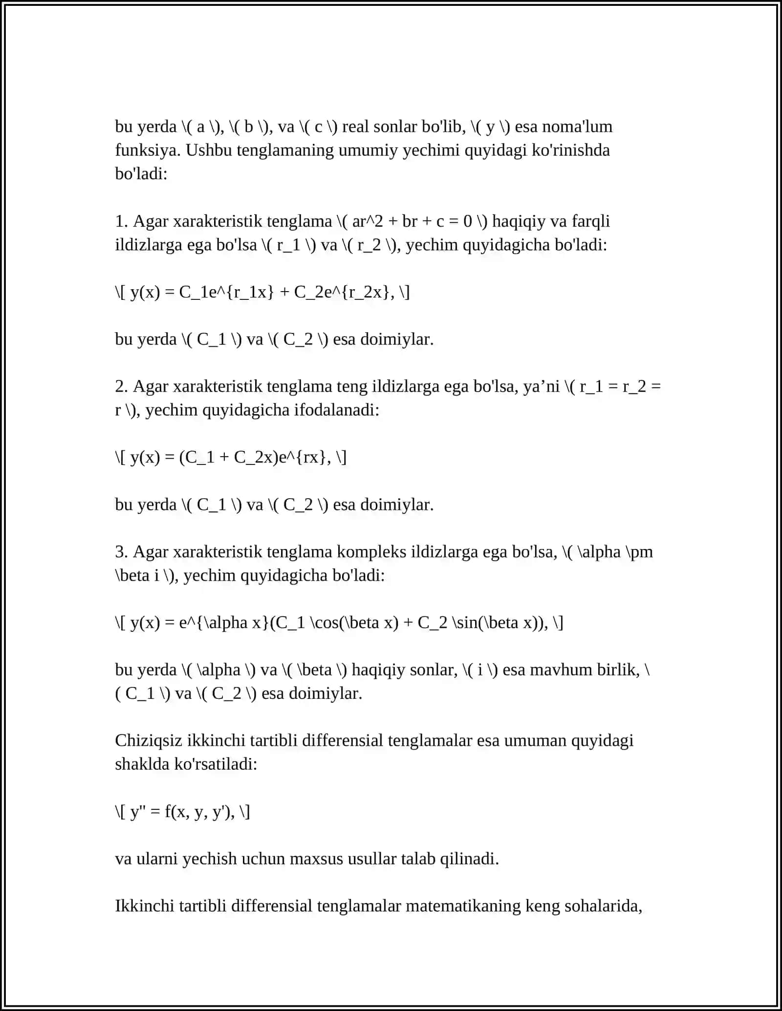 2-TARTIBLI DIFFERENSIAL TENGLAMA MASALASI 4