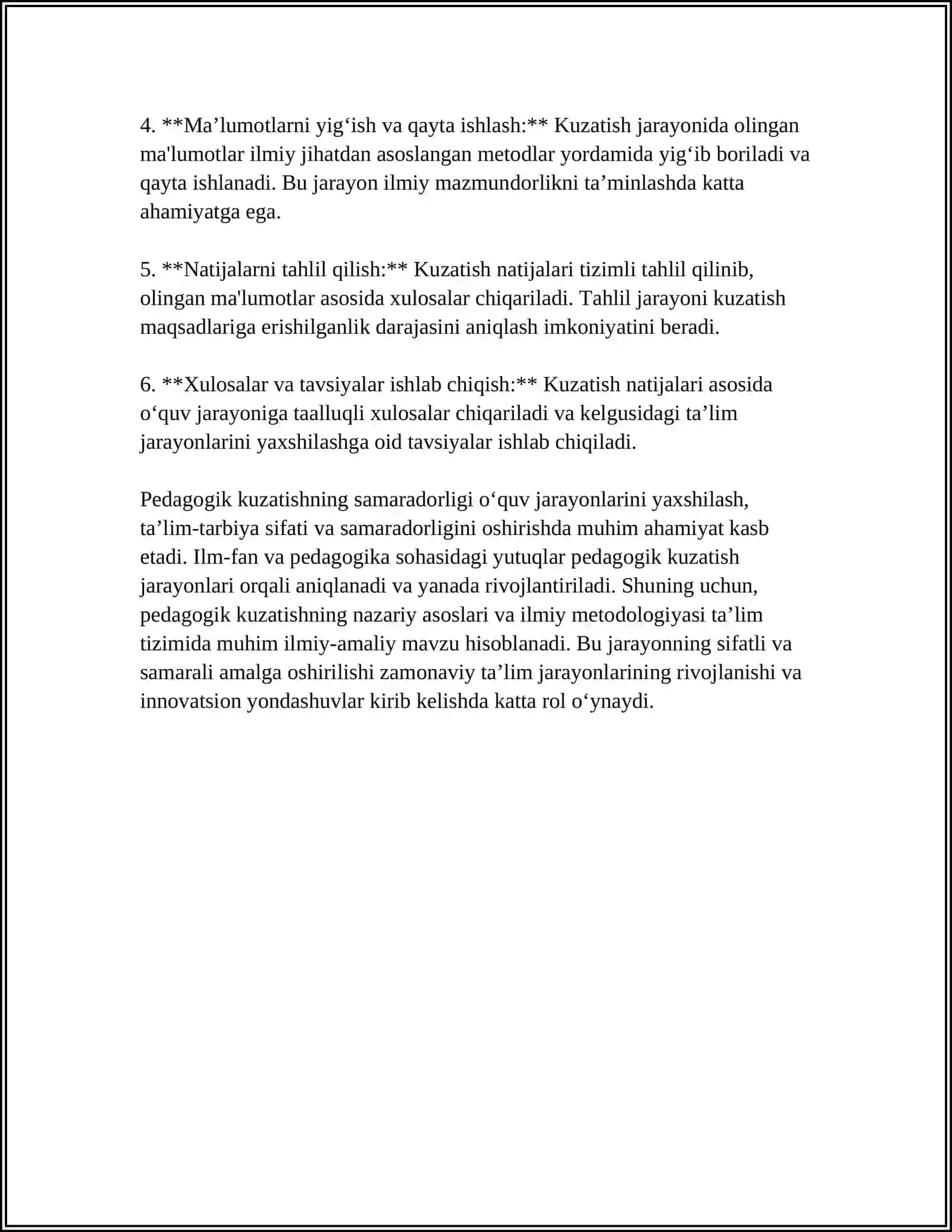 PEDAGOGIK KUZATISH ILMIY TADQIQOD USLUBIYATI 4