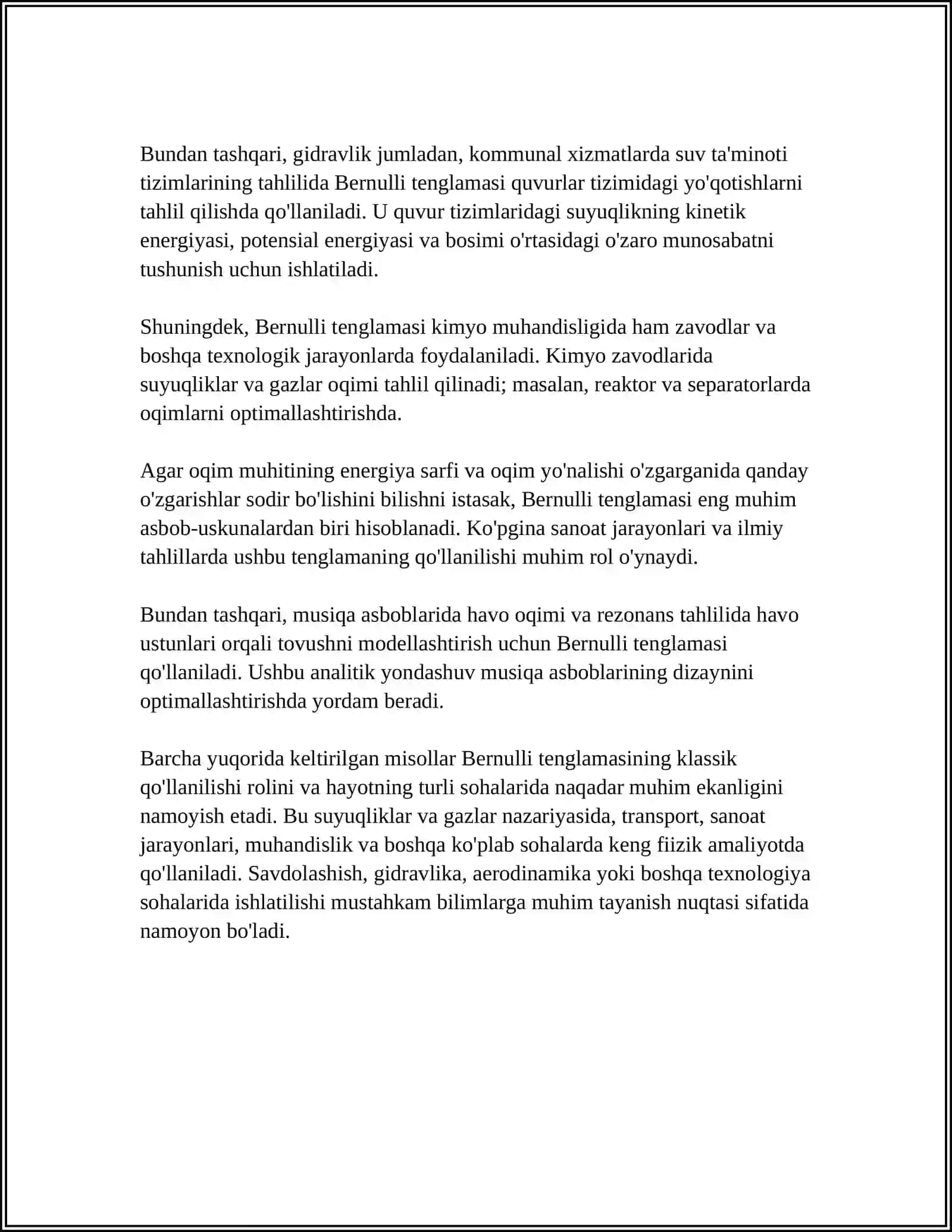 BERNULLI TENGLAMASINING TEXNIK MASALALARGA TATBIQI 4