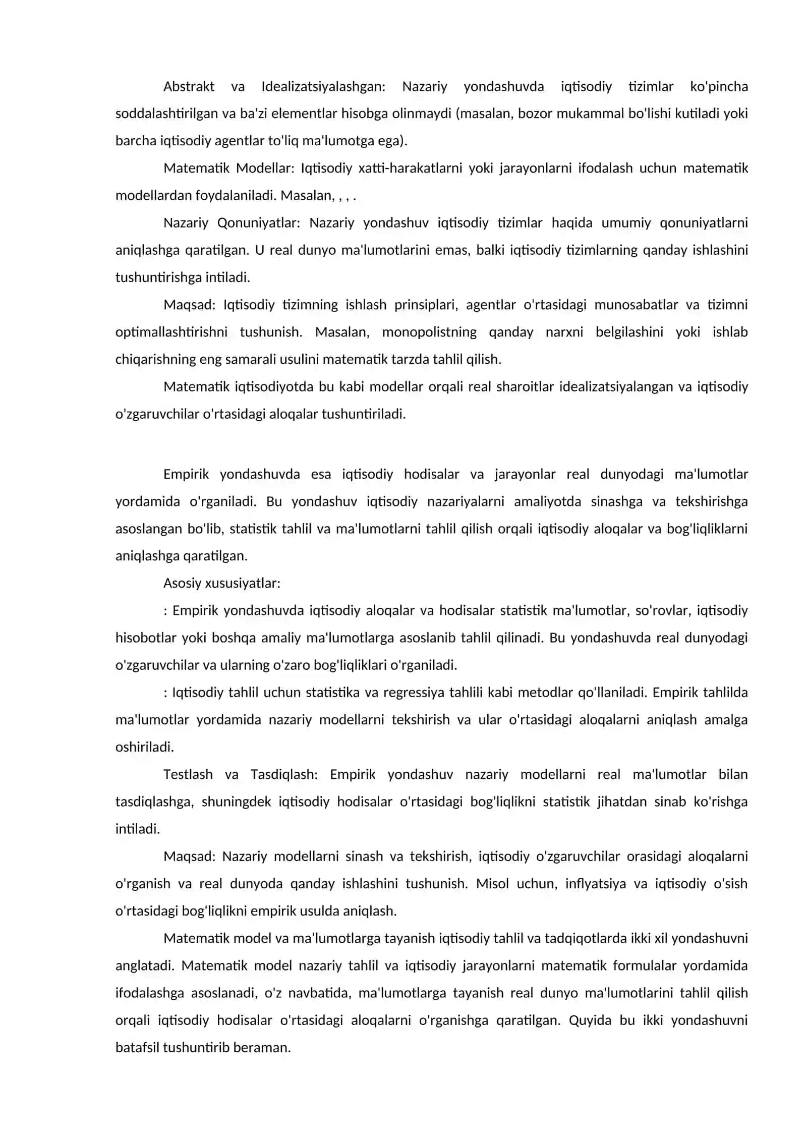 Matematik iqtisodiyotning ekonometrikadan farqi nimada 4