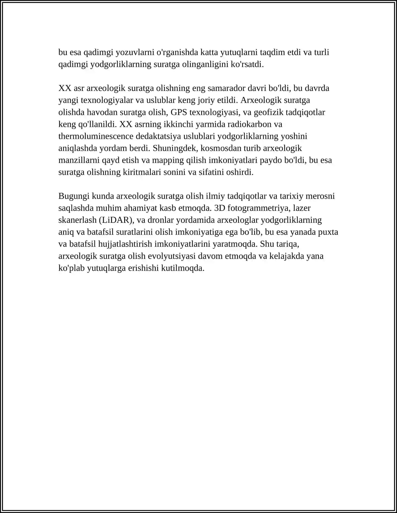 SONLI FOTO APPARATLARNING ARXEOLOGIK TADQIQOTLARDA QÒLLANILISHI 4
