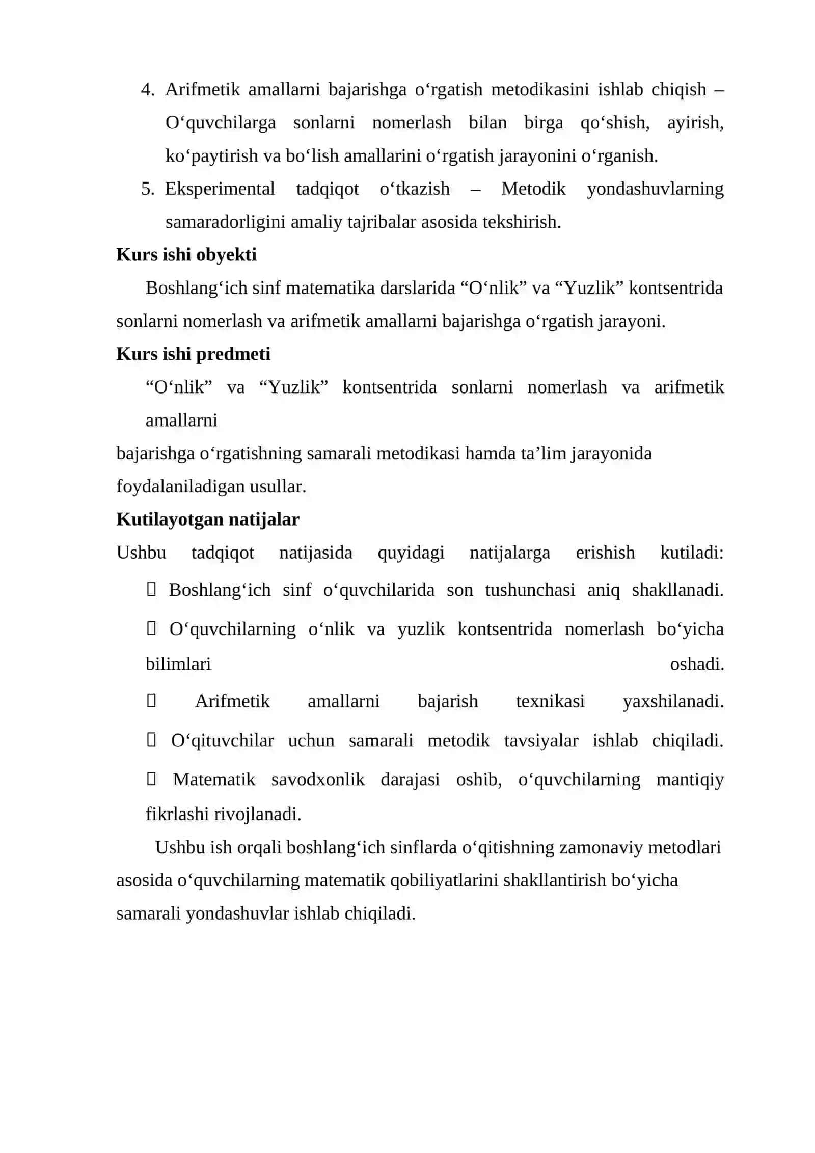 “O‘NLIK”, “YUZLIK” KONTSENTRIDA NOMERLASHGA O‘RGATISH METODIKASI. KONSENTRLARDA ARIFMETIKA AMALLAR BAJARISHGA O‘RGATISH 4