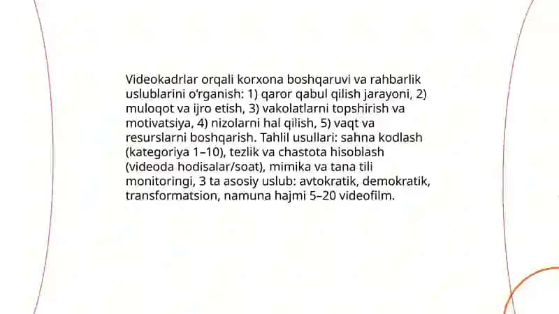 Òzbekistonda mavjud bòlgan zamonaviy korxonalar bòyicha videofilmlarni kòrish va tahlil etish 4