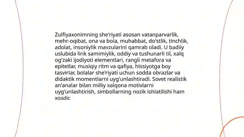 Zulfiyaxonim o'zbek adabiyotining yirik vakilasi 4