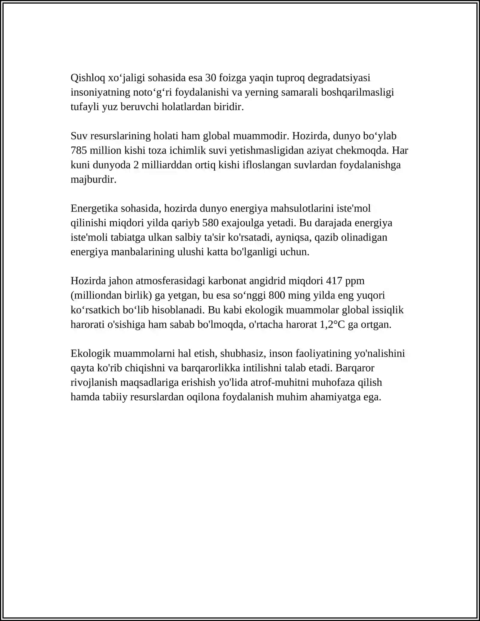 EKOLOGIYA.ODAM - EKOLOGIK OMIL.BIOSFERA VA UNING MUAMOLLARI 4