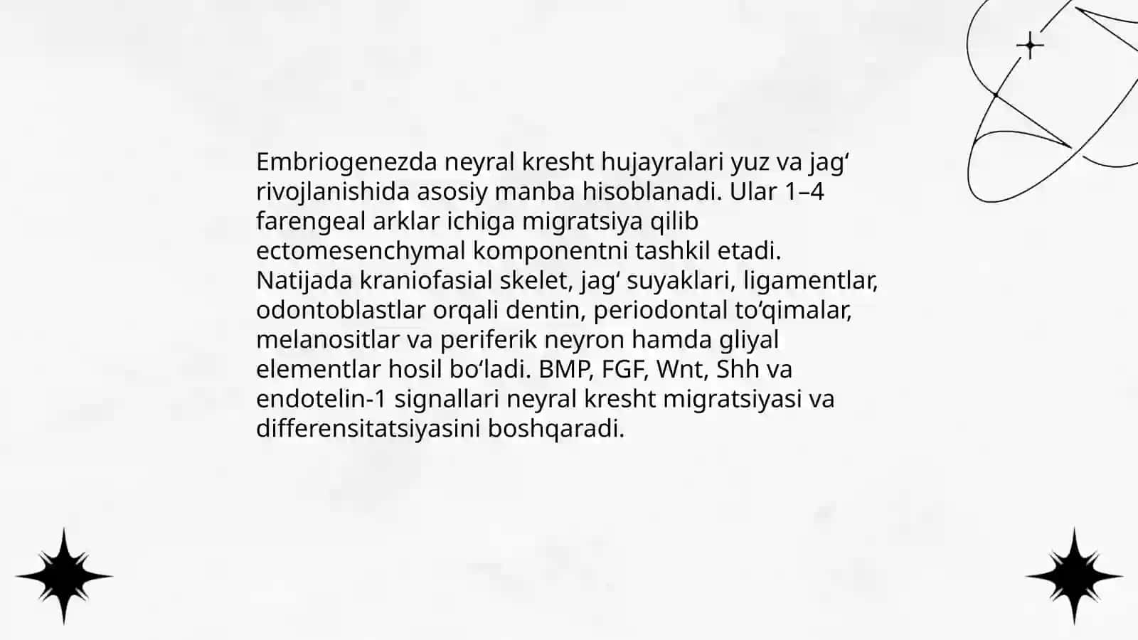 Faringeal (branchial) shoxlar va yuz‑jag‘ embriogenezi 4