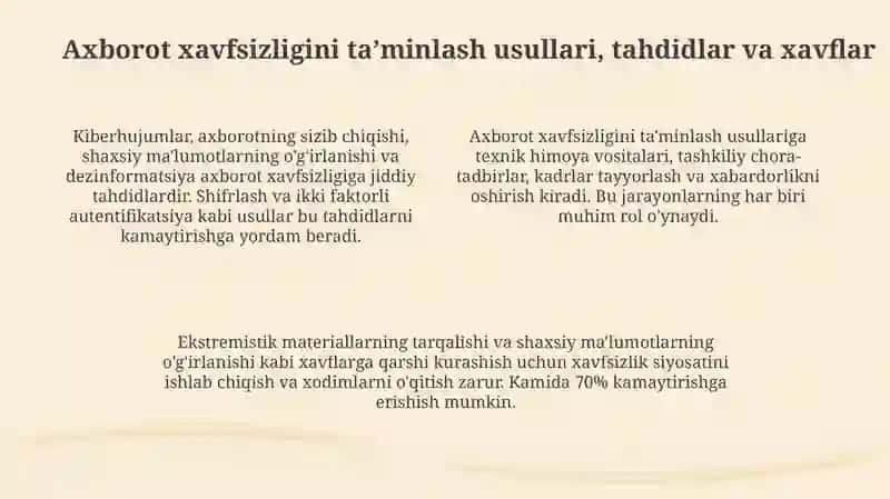 O'zbekistonda axborot xavfsizligining ma’naviy va huquqiy asoslari 4