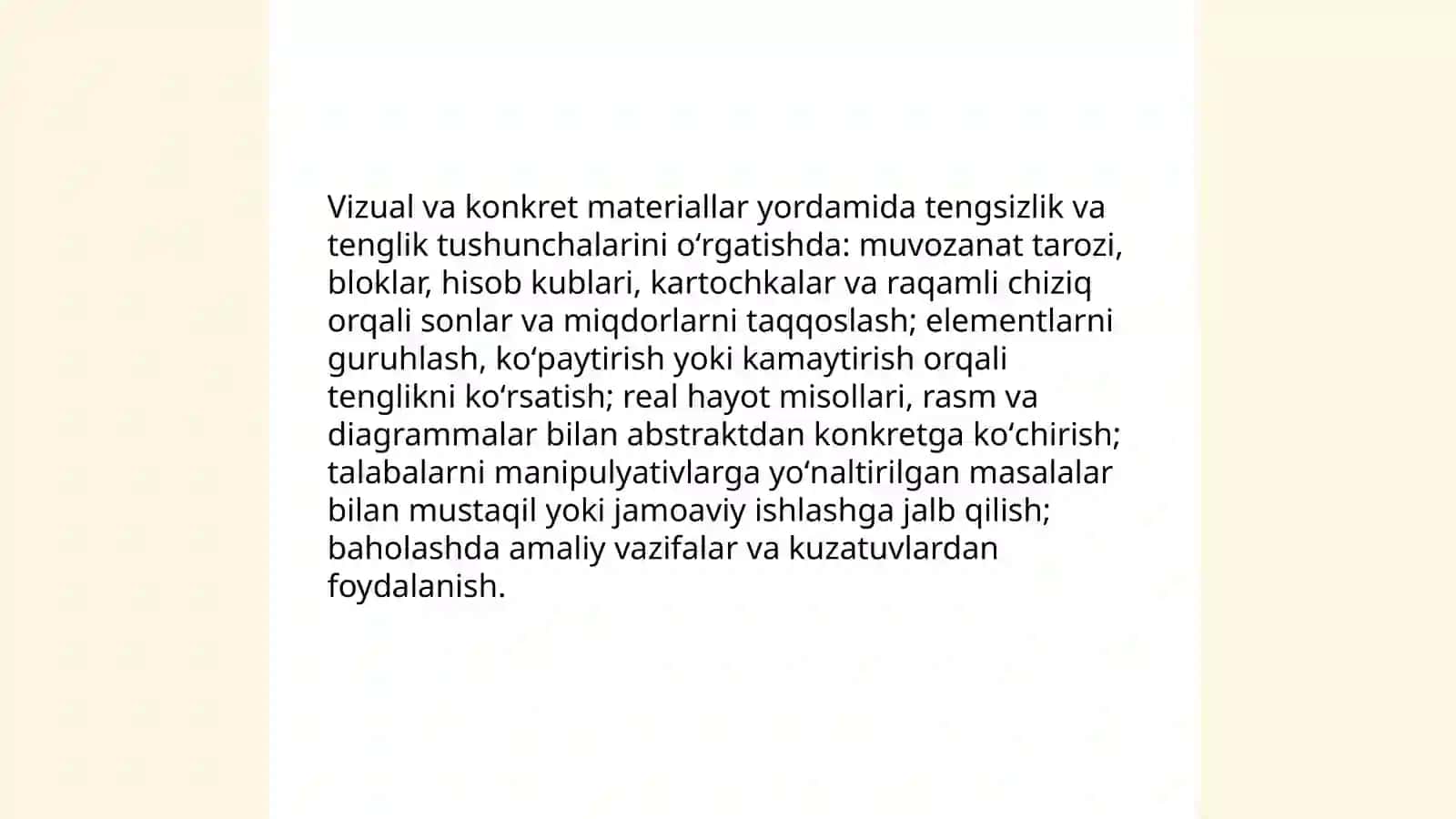 Boshlangʻich sinflarda tenglama, tengsizlik, tengliklarni oʻrgatish metodikasi 4