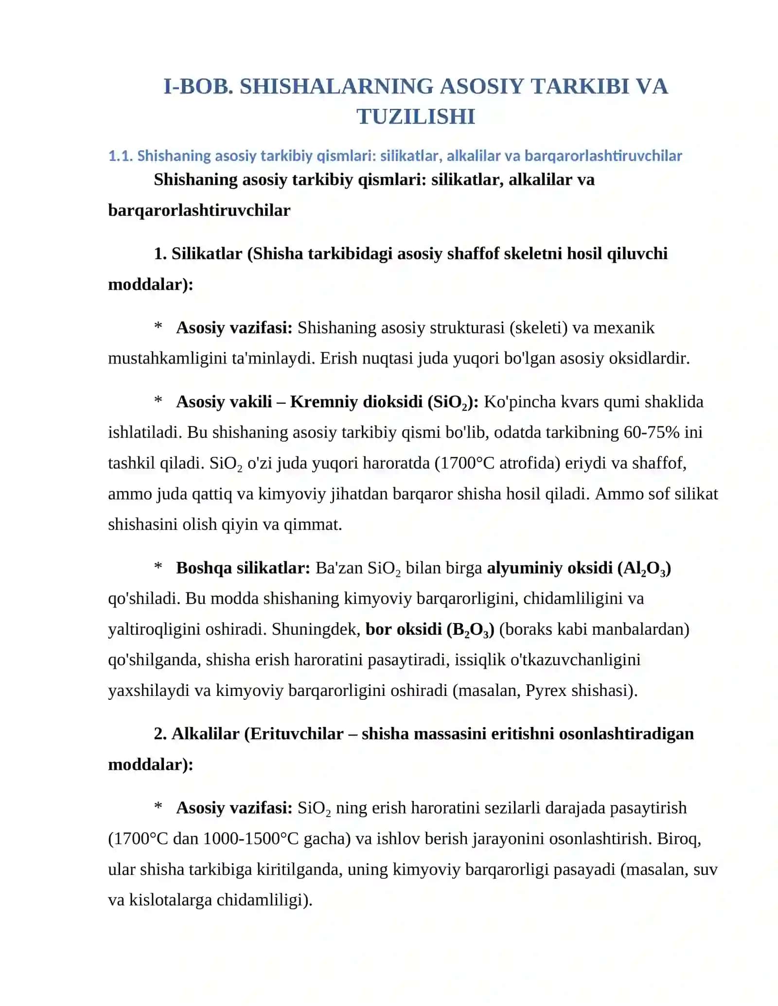 Shishalar, ularning tarkibi,tuzilishi va turlari,ishlab chiqish texnologiyasi 4