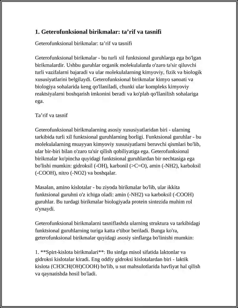 Geterofunksional birikmalarning metabolitlar va dorivor vositalar sifatida 4