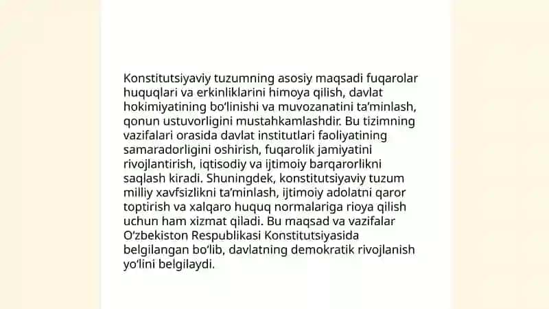 Oʻzbekiston Respublikasining konstitutsiyaviy tuzumi va uning asosiy prinsiplari 4