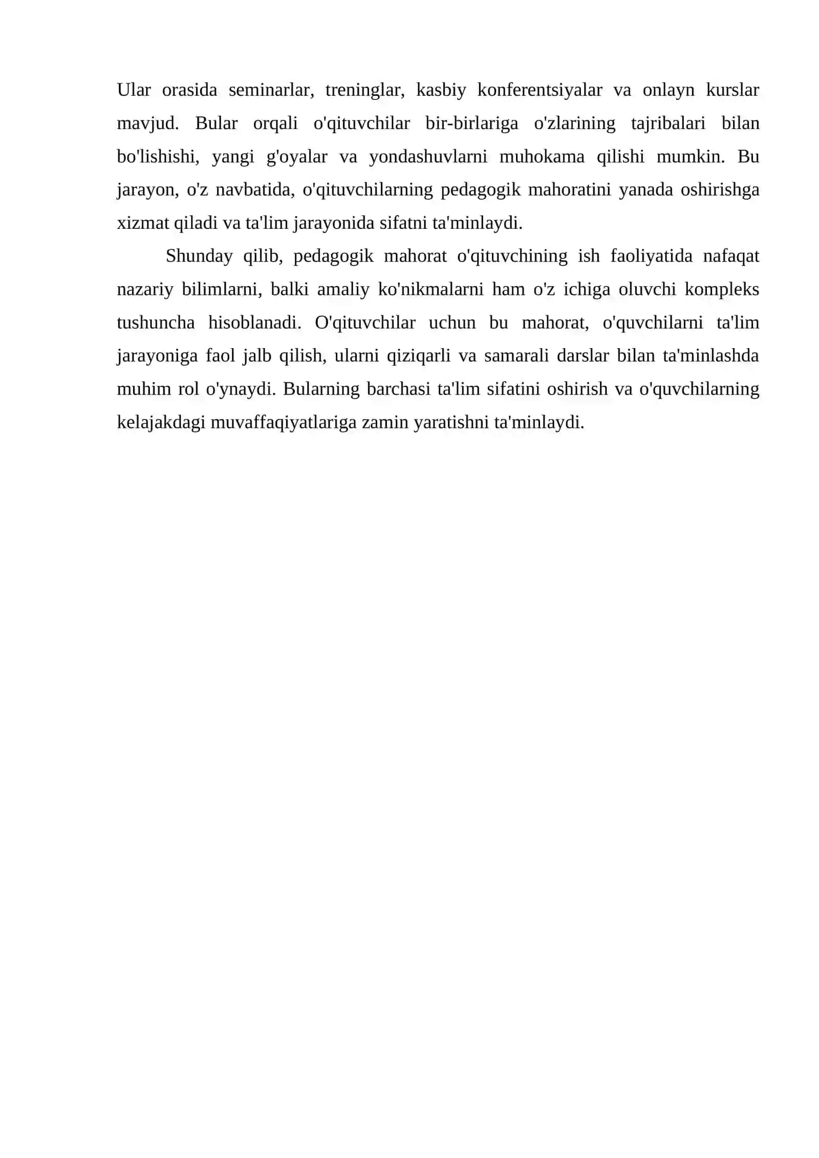 PEDAGOGIK MAHORAT HAQIDA TUSHUNCHA, UNING O’QITUVCHI FAOLIYATIDA TUTGAN O’RNI VA AHAMIYATI 4