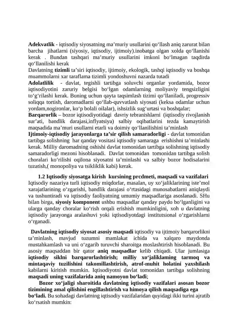 IQTISODIYOT, BOZOR VA IQTISODIY SIYOSAT 4