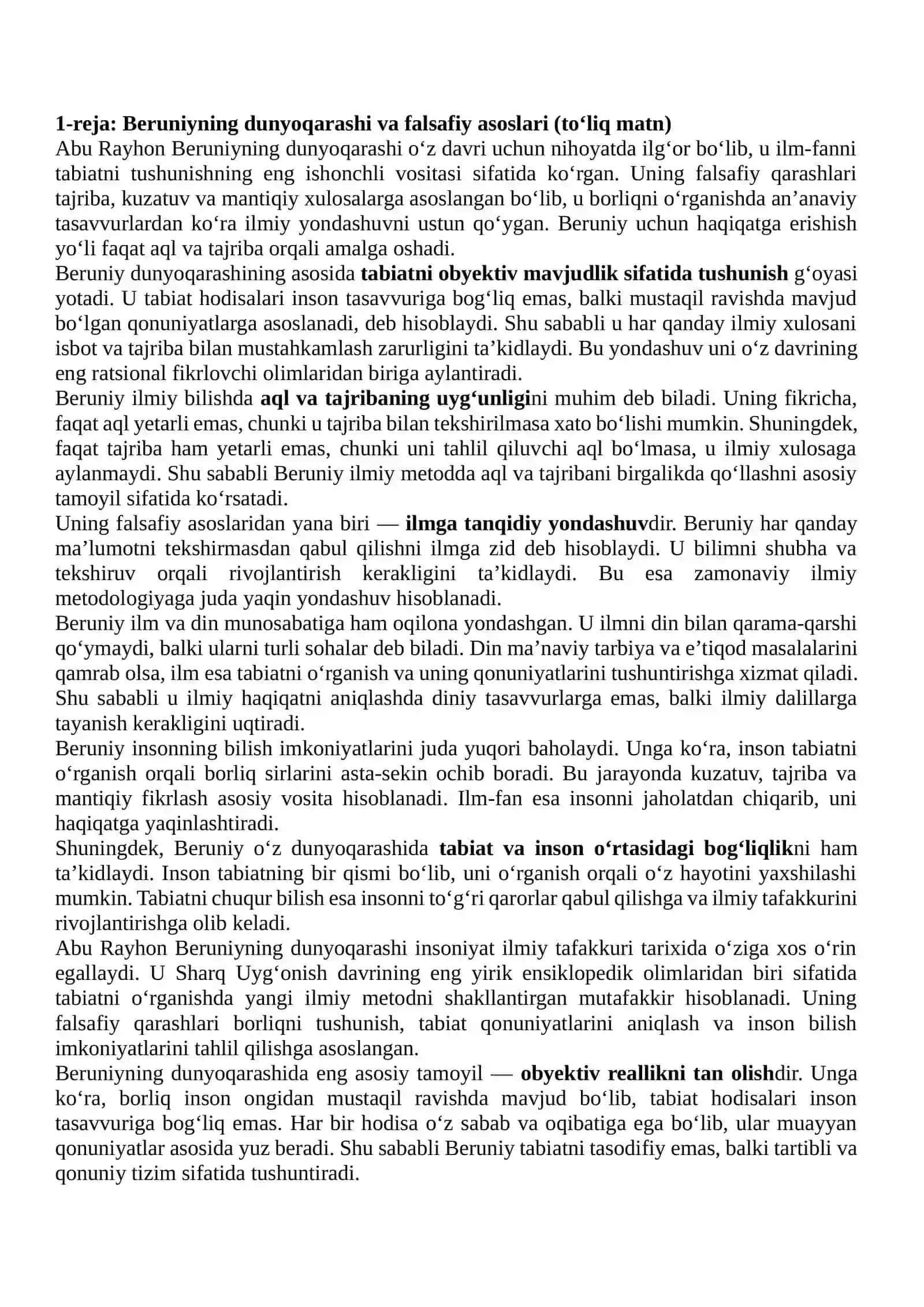 Beruniy falsafiy qarashlari va uning asarlaridagi borliq muammosining 4