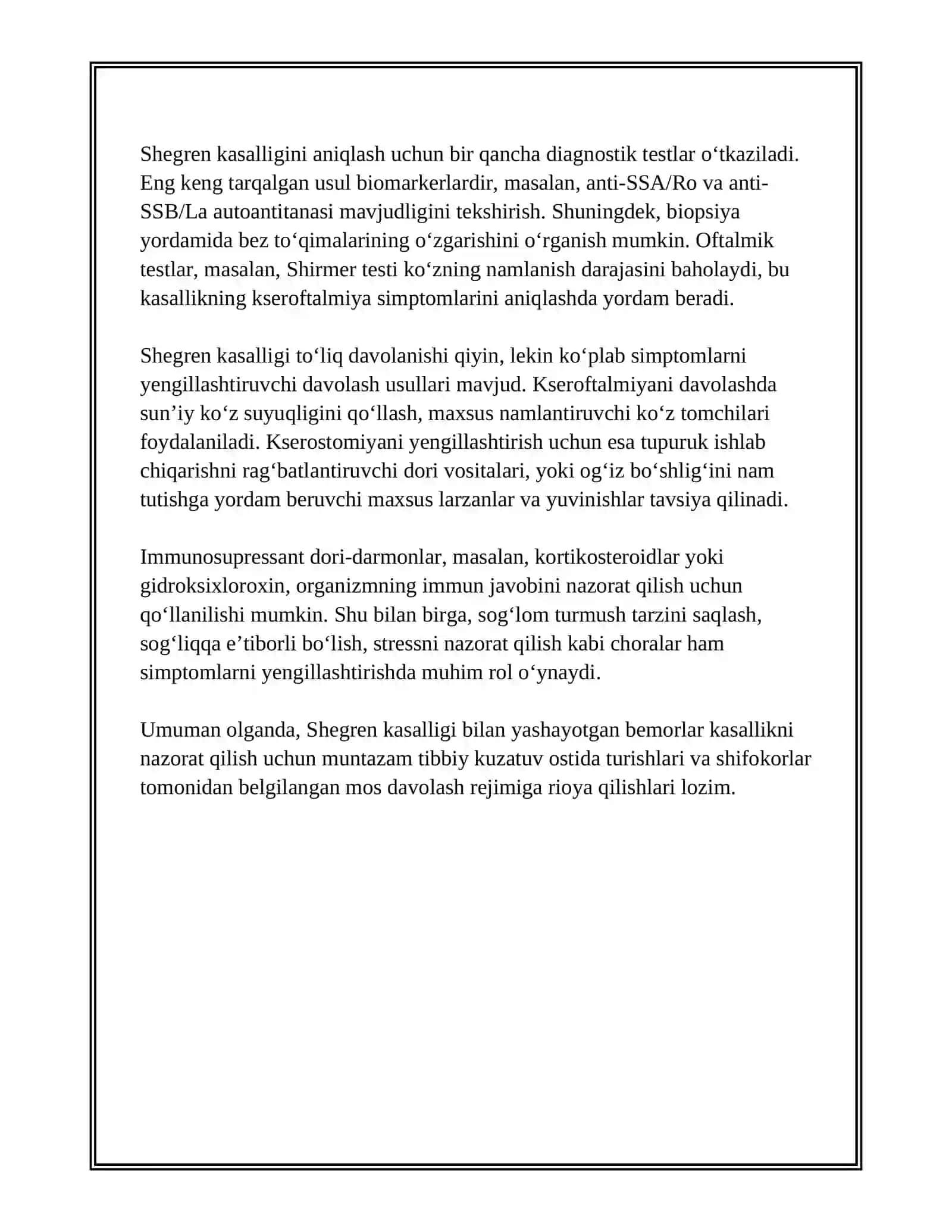 SHEGREN KASALLIGI 4