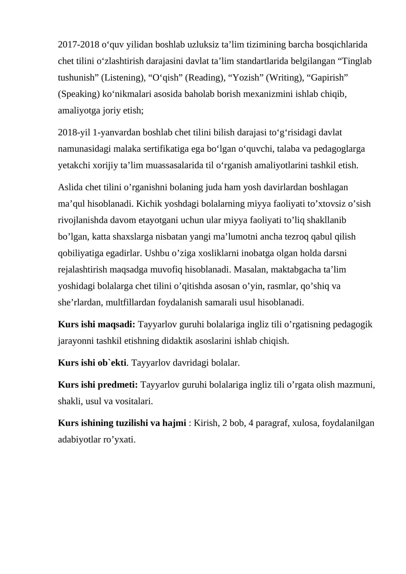 Tayyarlov guruhi bolalarini xorijiy(ingliz)tiliga o’rgatish metodikasi 4