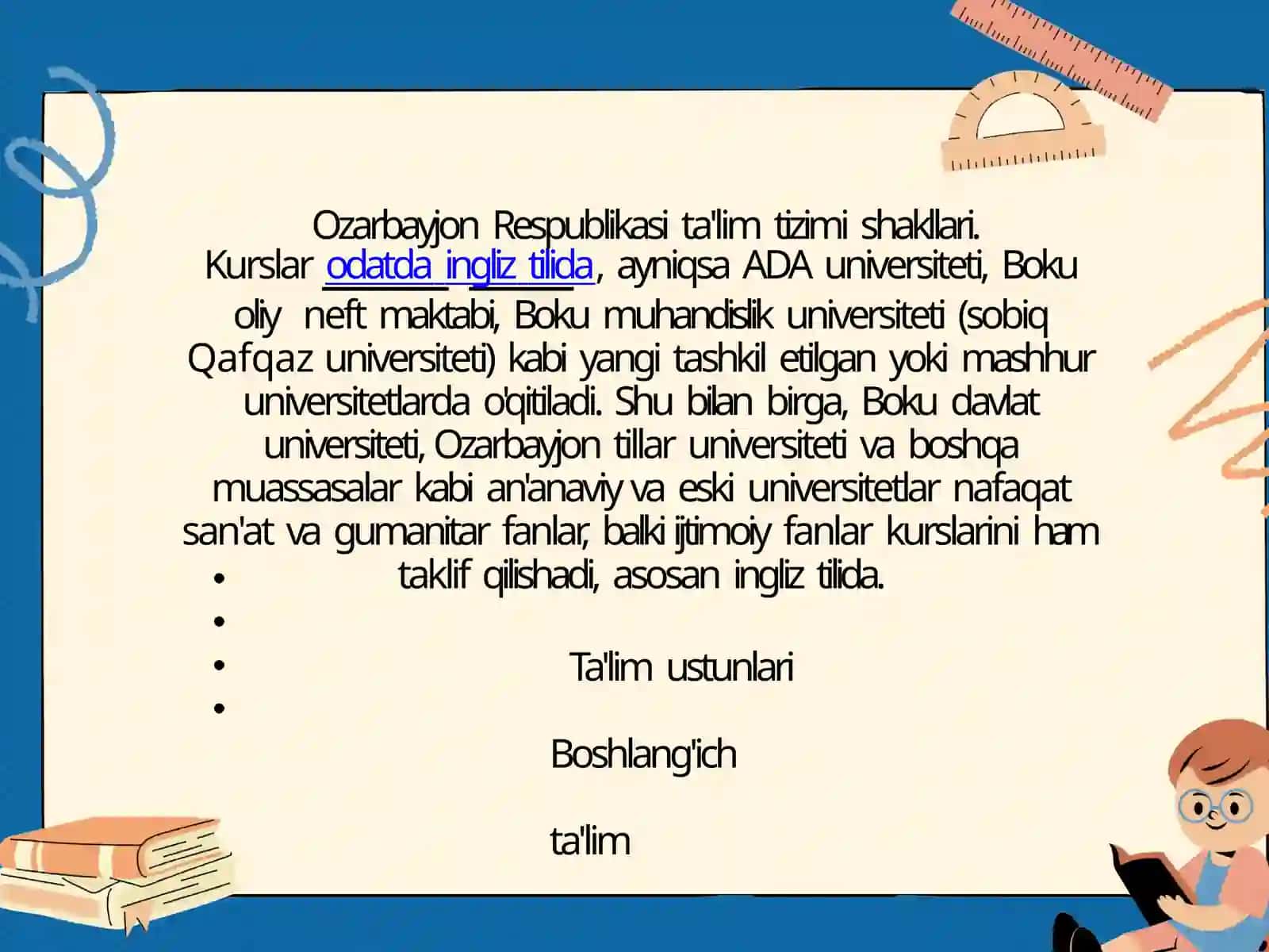 Ozarbayjon Respublikasida taʼlim tizimi 4