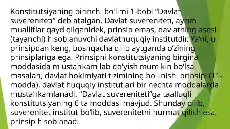 O’zbekiston suveren , demokratik huquqiy ijtimoiy va dunyoviy davlat 4