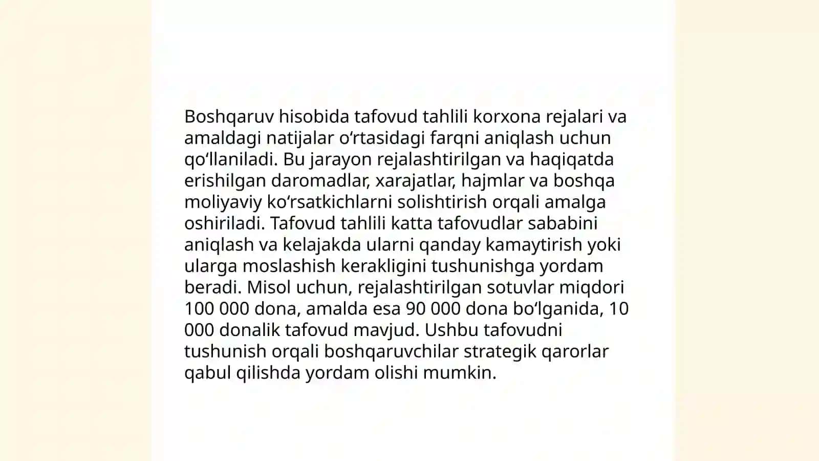 Boshqaruv hisobida tafovud va oģishlar tahlili 4